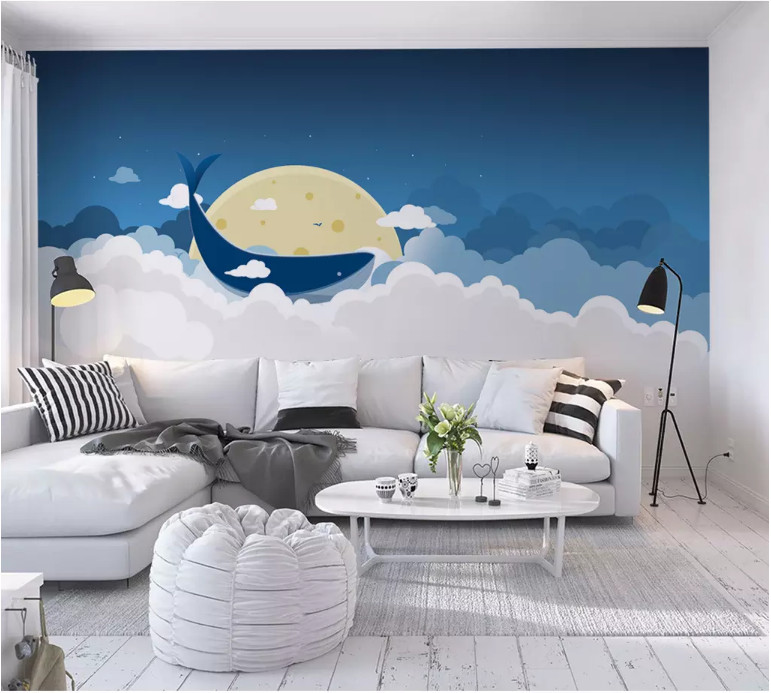 3D Whale Cloud 10927NA Wallpaper Wall Mural Removable Self-adhesive Fay