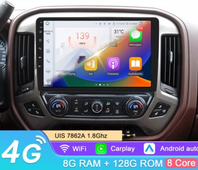 For GMC Sierra 2014-2018 4GLTE 128G Android 14 BT5.0 10 Car Radio GPS Carplay AM