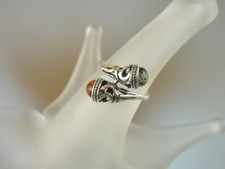 Genuine Baltic Amber Ring - Honey Green Natural Amber and Sterling Silver Ring