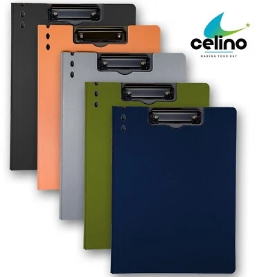 CELINO A4 Clipboard Fold Over Plastic School Office Writing Pad Document File Storage