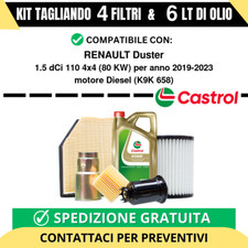 Tagliando per RENAULT Duster 1.5 dCi 110 4x4 80 kw - 6 Lt di Castrol + 4 Filt...