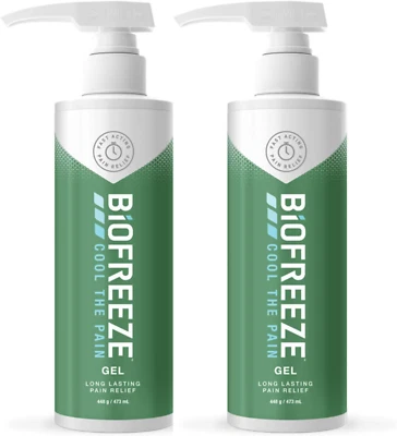 Biofreeze Pain Reliever Gel Pain Relief for Sore Muscles 16 oz. (473 ml) 2 units