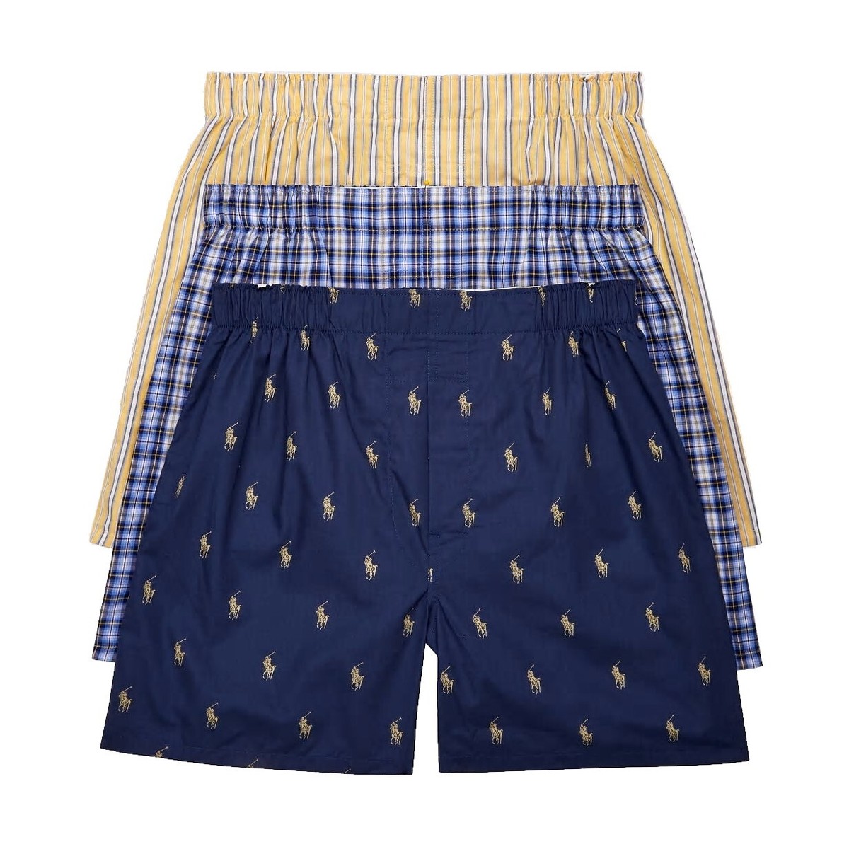Polo Ralph Lauren Mens Navy/Yellow/Blue Classic Fit Woven Cotton