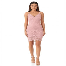 ASTR The Label Crochet Lace Bodycon Mini Dress size M Pink Sleeveless