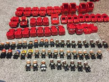 1 lego duplo fire truck worker fireman firewomen figure mini car pick