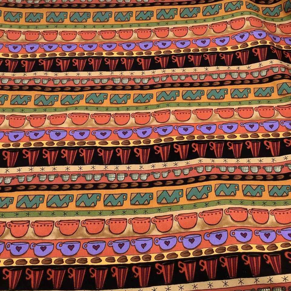 Blank Textiles Coffee Cup Bean Cotton Fabric 2 Yards Earth Tones - Image 2 of 4