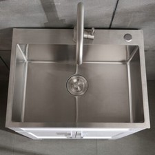 USA Goodyo 24x18" Stainless Steel Kitchen Sink with Faucet  Drain 8" Deep Sink