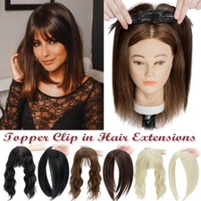 Topper Hair Extensions Clip In Full Head With Air Bangs Toupee Real as Human USA
