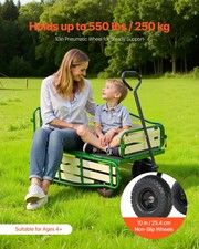 Pull-Along Wagon for Kids, 39 in Toddler Wagons with Foldable Wooden Panel  Han