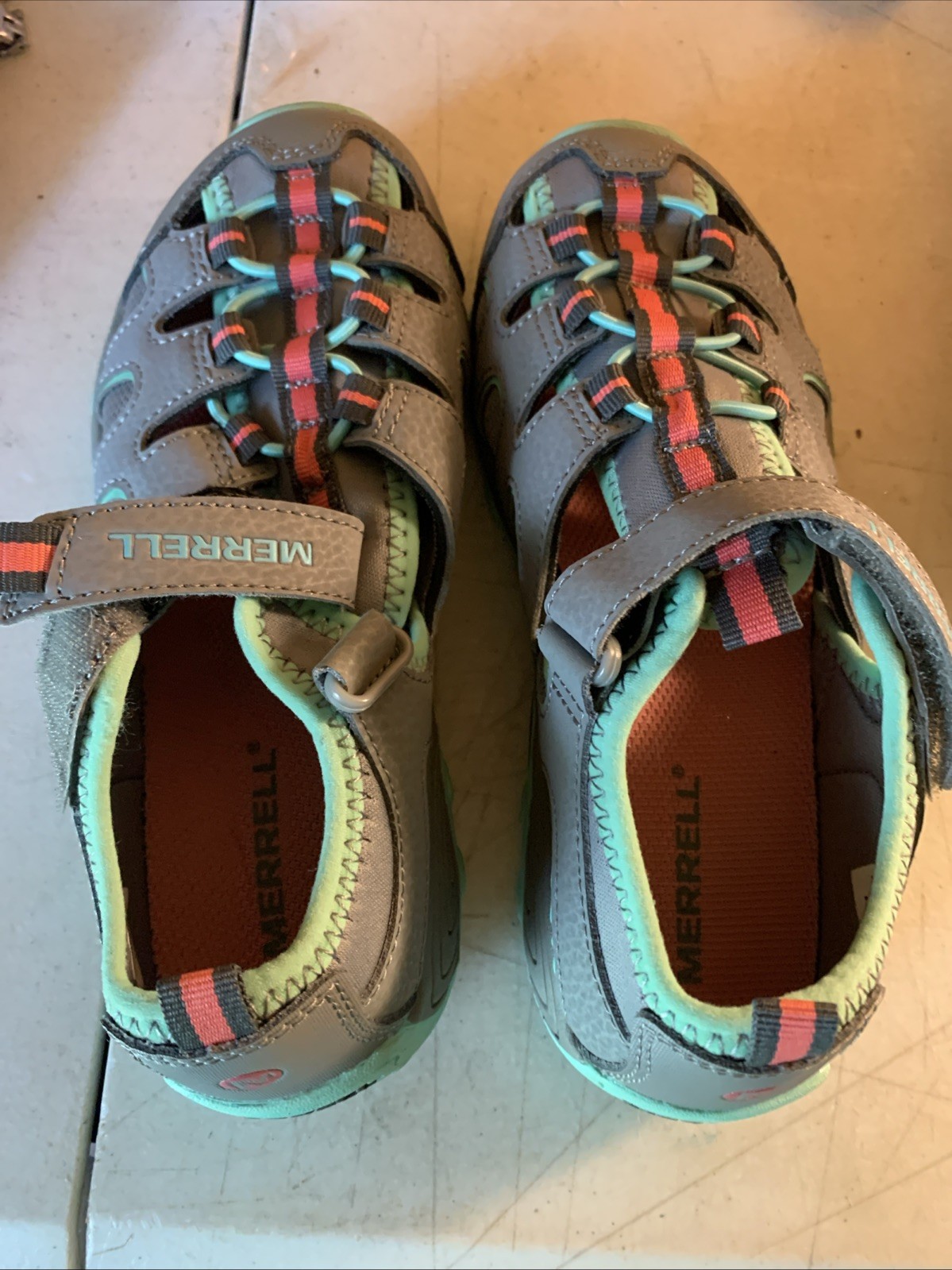 Merrell H20 sandalo escursionista ragazza taglia 2M pelle gancio e passante rapido WYZ