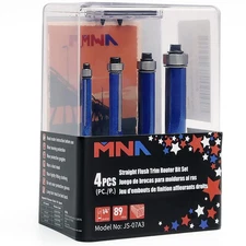 Top Bearing Flush Trimming Router Bits Set of 4, Straight Flush Trimming Rout...