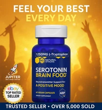Natural Stacks Serotonin Brain Food – Boost Happiness & Balance, 60 CT Exp 2028