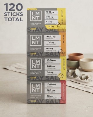 LMNT Electrolyte Drink Mix Variety Pack (4 Boxes / 30 Packs) No Sugar Keto New