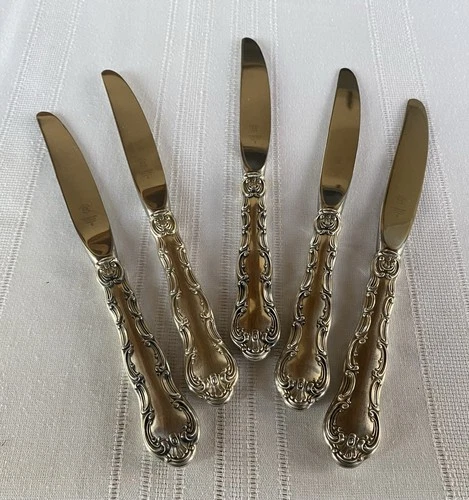 Gorham STRASBOURG Sterling Silver Handle Dinner Knives – Set of 5 – 9”