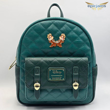 Mini Mochila Bolso Loungefly Disney Chip and Dale Acolchado Verde Nuevo