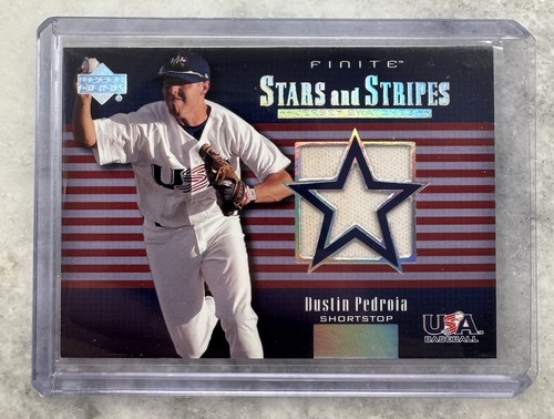 2003 Upper Deck Finite Stars & Stripes DUSTIN PEDROIA GAME-USED JERSEY SP USA