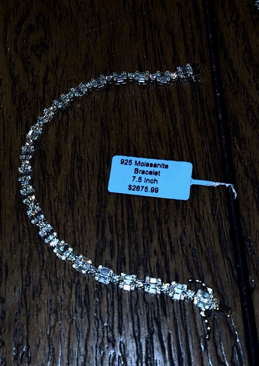 Solid 925 Silver Moissanite Chain + Bracelets Com… - image 2