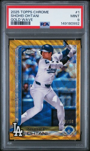 2025 Topps Chrome Shohei Ohtani Gold Wave Refractor /50 PSA 9 Mint #1 Dodgers
