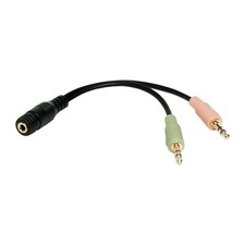 LogiLink Adapter Klinke Audio Y Adapter 3,5mm 4 polig Headset PC Computer Laptop