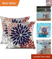 Festive 18x18 Waterproof Throw Pillow Covers - Patriotic Floral Design Set