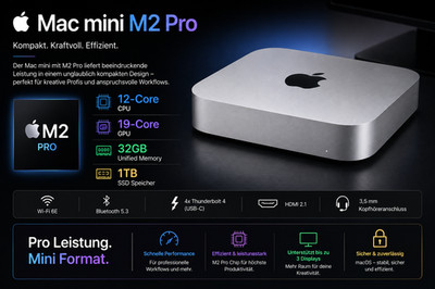 Apple Mac mini M2 Pro - 12C CPU - 19C GPU - 32GB RAM -  1TB SSD - Händler