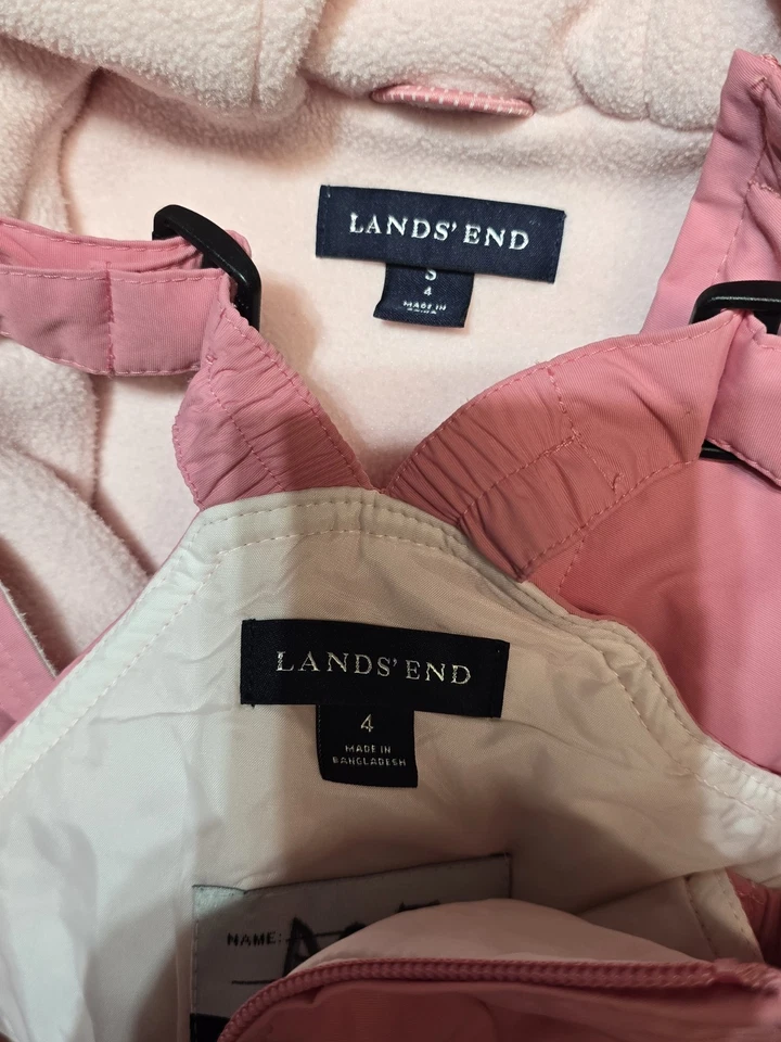 Lands End Girls  Nylon Jacket  Ski Pants  Set Pink Size 4 - Image 4 of 4