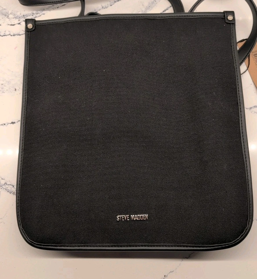 Bolso de Mano Steve Madden City Cartera Negro Lona Lentejuelas Desmontable Bolso Pequeño Nuevo con Etiquetas Foto 3 de 4