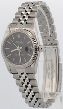 Rolex DateJust 31mm BLACK Steel Midsize 18K Steel Fluted JUBILEE Watch 68274 3