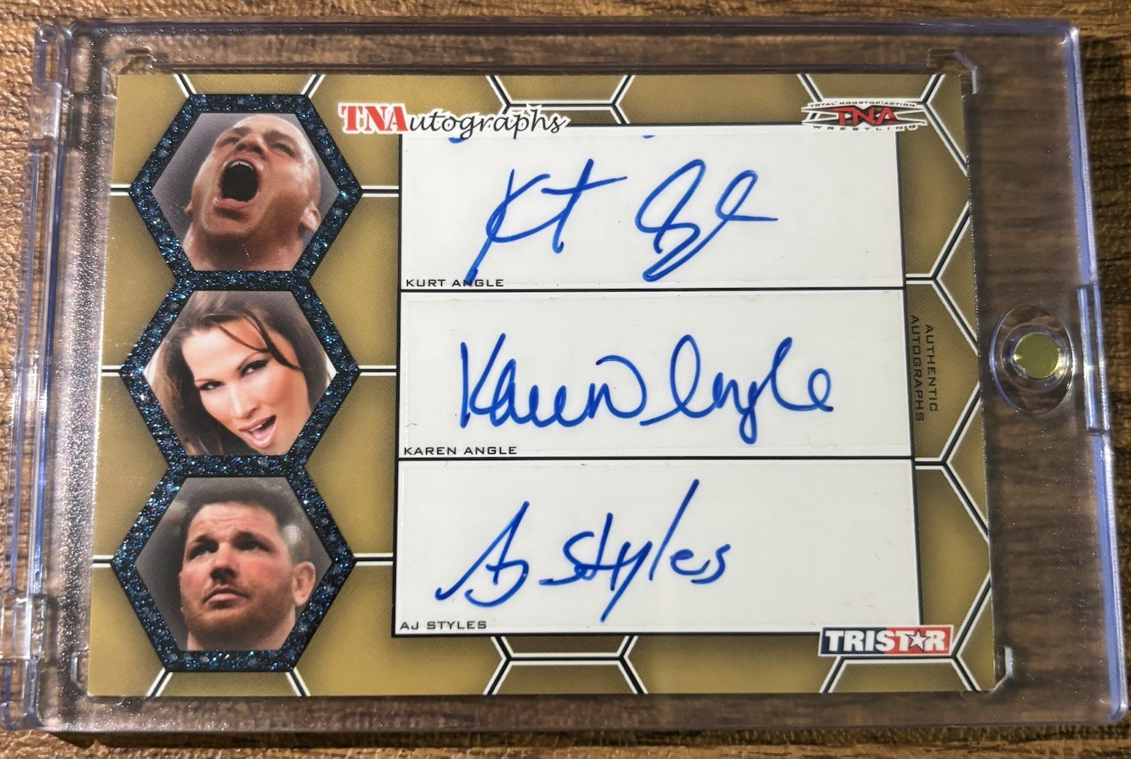 Tristar TNA Autographs Wrestling Card Kurt Angle Karen Angle AJ Styles 1/5! Rare