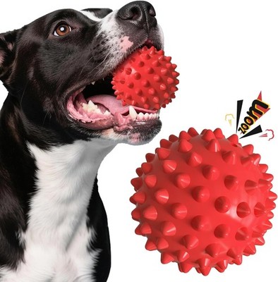 Beef-Flavored Durable Dog Ball for Aggressive Chewers, Tough Squeaky Rubber T...