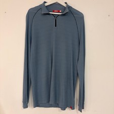 Agave Denim Mens Matney AgaveLux Quarter Zip Pullover Blue Made in USA Size M