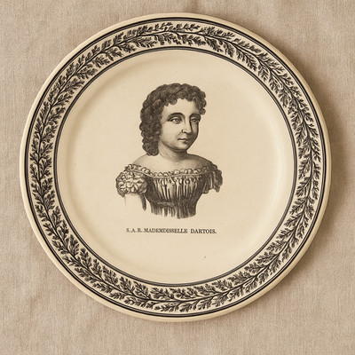 Creil & Montereau Plate - Royal Portrait - Mlle d Artois - 19th Century Earth...
