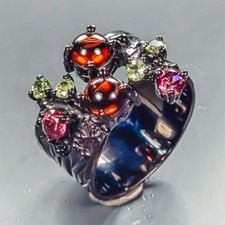 Jewellery Natural Garnet Ring 925 Sterling Silver Size 5.5 /R461442