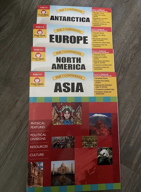 New set Evan Moor The 7 Continents (Europe,Asia, Antarctica, North America
