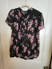 Torrid Black Floral Button Elastic Waist Blouse Size 1
