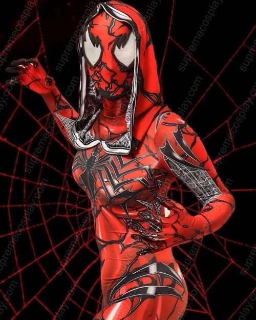 Dama Veneno Rojo Hombre Araña Gwen Stacy Halloween Disfraz Juegos con disfraces Zentai Con Capucha 2XL Foto 2 de 3