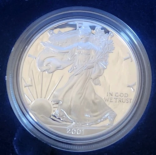 2001 American Eagle Walking Liberty Proof. West Point COA Gift Box .999 Fine
