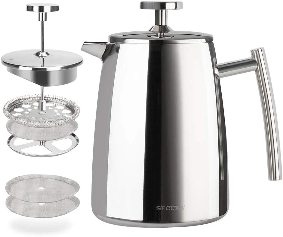 Secura French Press Coffee Maker, 17-Ounce, 304 Stainless Steel