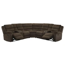 CHOCOLATE CORDUROY 2 RECLINERS RECLINING SOFA SECTIONAL LIVING ROOM FURNITURE