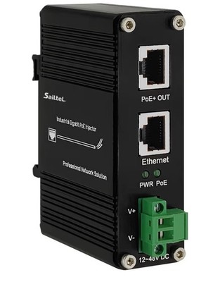 PoE Injector- IEEE 802.3 bt /802.3at/802.3af Compliant,30W- 12-48V DC DIN-Rail