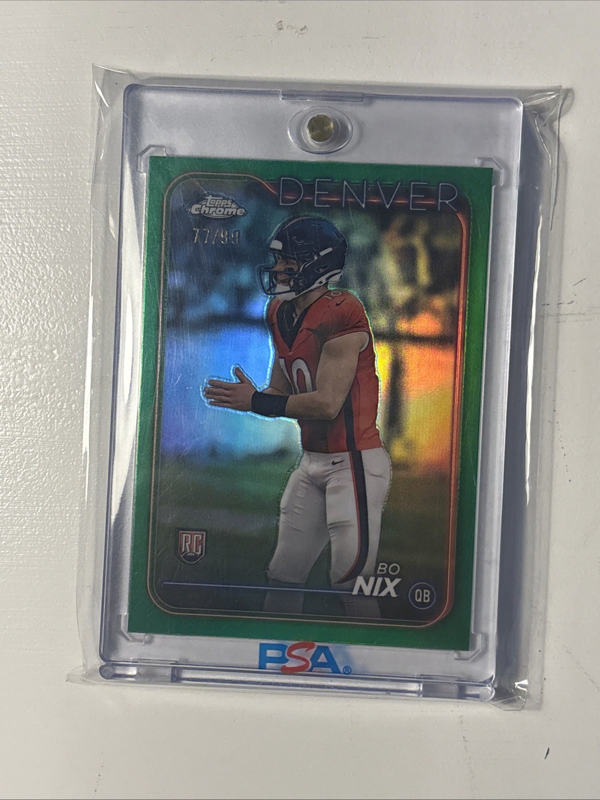 2024 Topps Chrome - Rookies Bo Nix #206 Green Refractor /99 (RC)