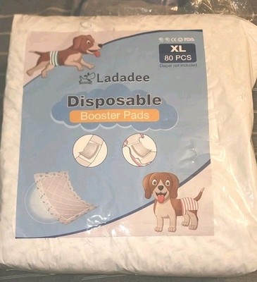 Ladadee Dog Diaper Liners 80 Count Disposable Booster Pads XL 