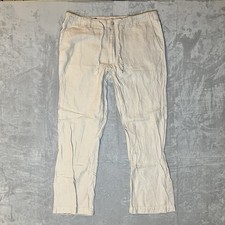Perry Ellis Pants Men's 36 Beige Linen Blend Drawstring Casual Relaxed Fit