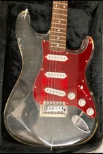 AXL Strat-Style Electric Guitar & Hard Case - Unique Solid Clear Perspex Body