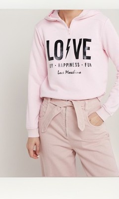 Pink Sweatshirt Love Moschino Woman Size M Medium Zipper Hooded Joy Fun Size 38
