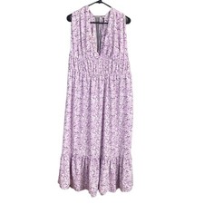 ASOS Purple Floral Sleeveless V-Neck Summer Dress Women Sz 14