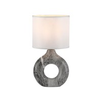 Tischlampe Keramik Stoff Schirm In Marmor E27 30 Cm Nachttisch Leuchte Blendarm
