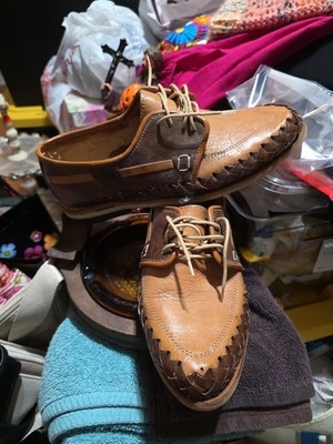 New Handmade Men Classic Brogue Style Wing Tip Leather two tone Dress Shoes Mex