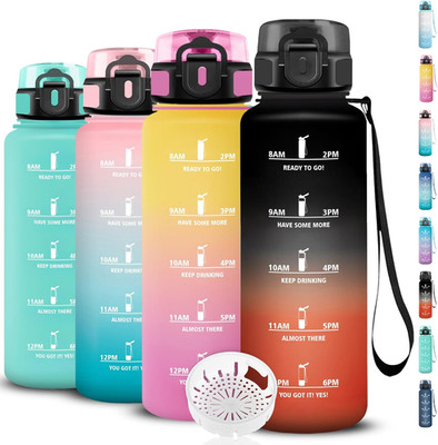 1.5L Sport Water Bottle with Time Markings & Filter - Leakproof & Easy Clean