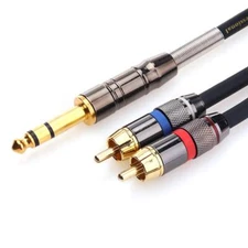 1/4 to RCA Cable, Quarter inch TRS to RCA Audio Cable 6.35mm Stereo Jack to D...